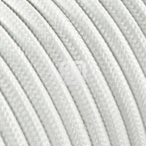 Rund - Hvit Stoffledning til Lampe. 3x0.75mm2 (2 + jord)
