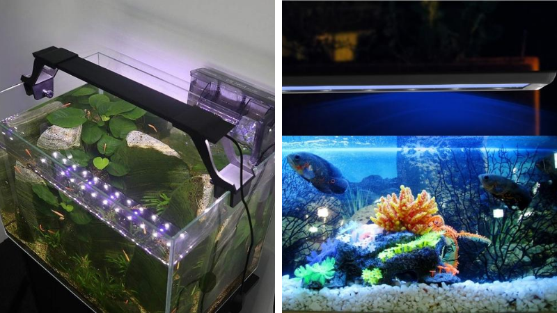 Skygge Stoop ufravigelige Akvarium lampe - Med vanlig og farget lys